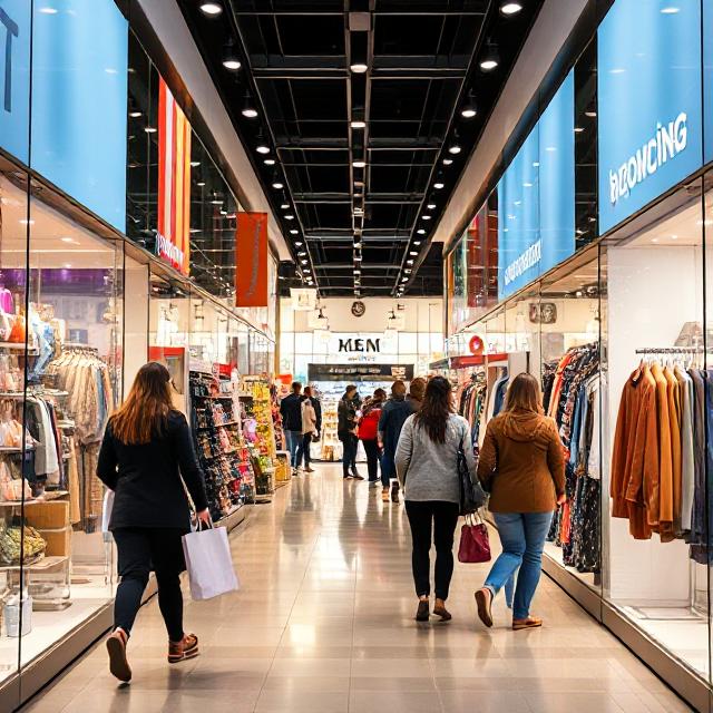 People shopping at a mall